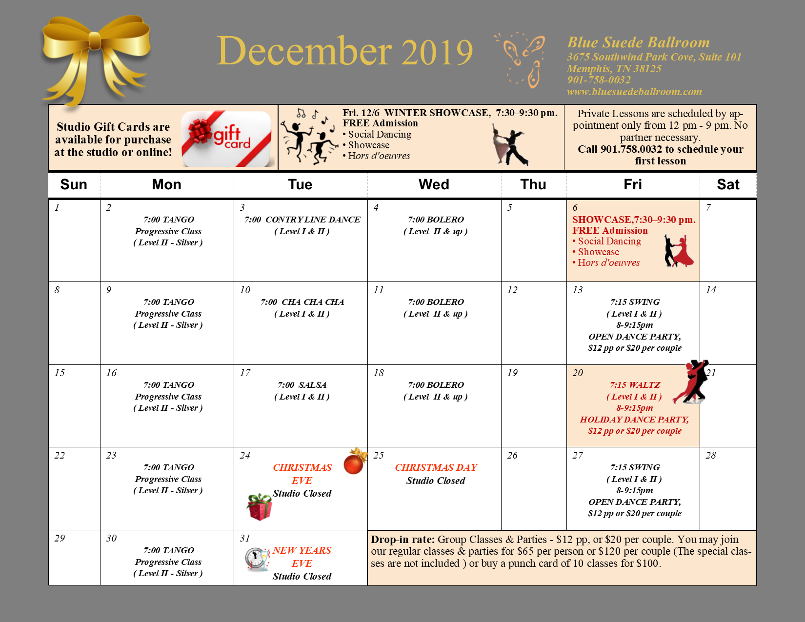 Dance lessons in Memphis during Holiday Season