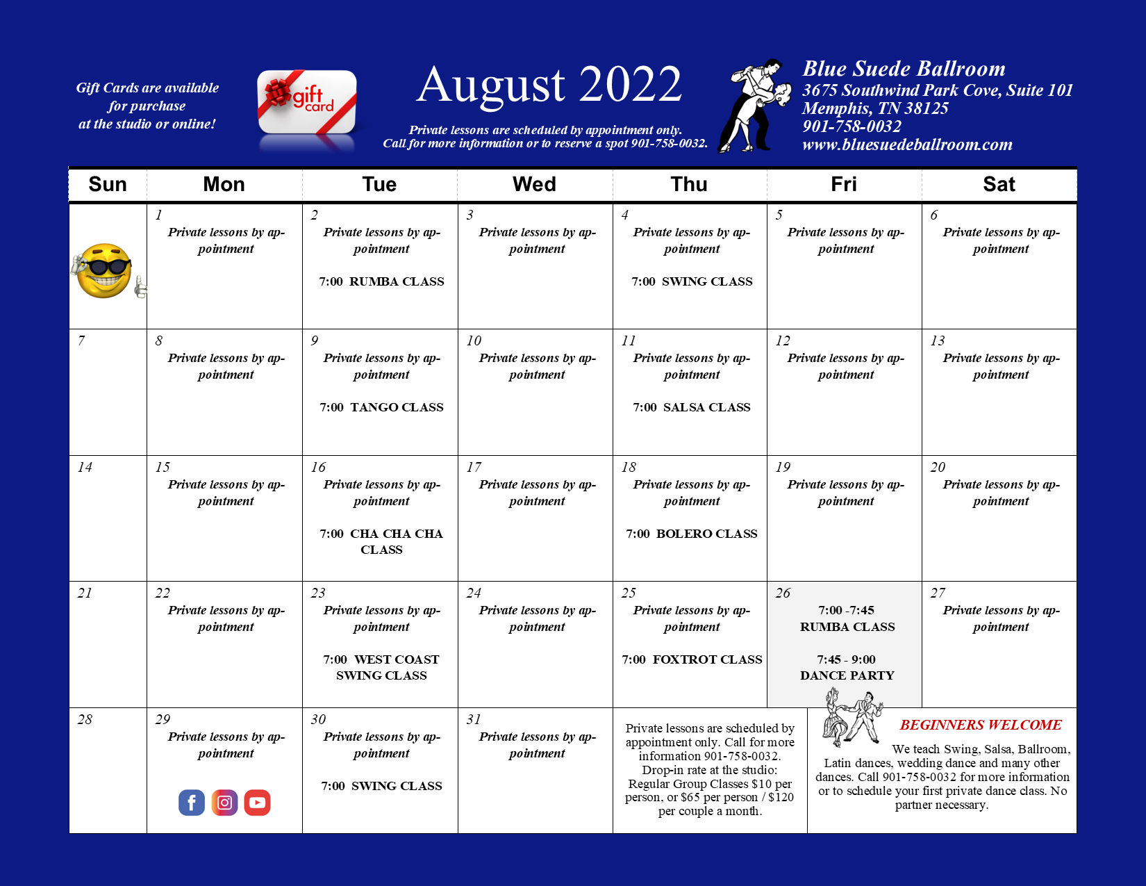 Dance studio classes and lessons - Ballroom and social dancing