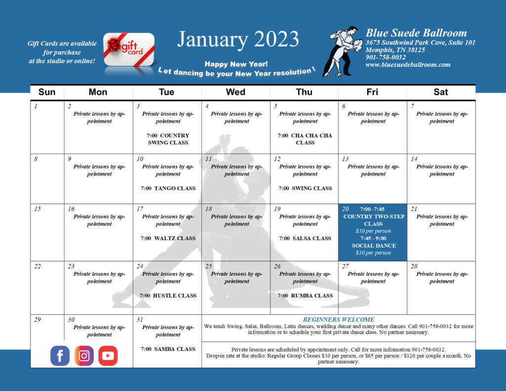 Dance studio classes, private lessons, ballroom and social dancing