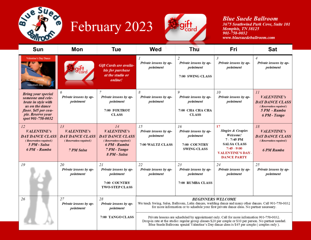 Dance studio classes - ballroom, Latin, Swing, Salsa, social dancing and wedding dance lessons in memphis and Germantown, TN.