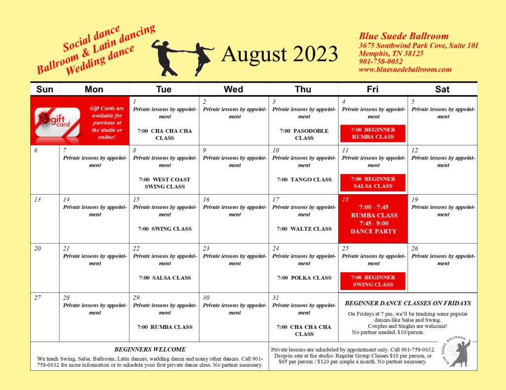 Dance studio classes - Ballroom dance lessons in Germantown, Collierville and Memphis, TN