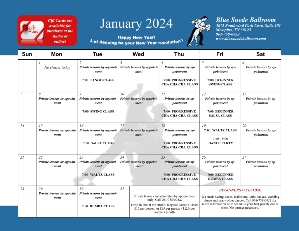 Ballroom dance classes and wedding dance lessons in Memphis, Germantown, Cordova and Collierville. TN