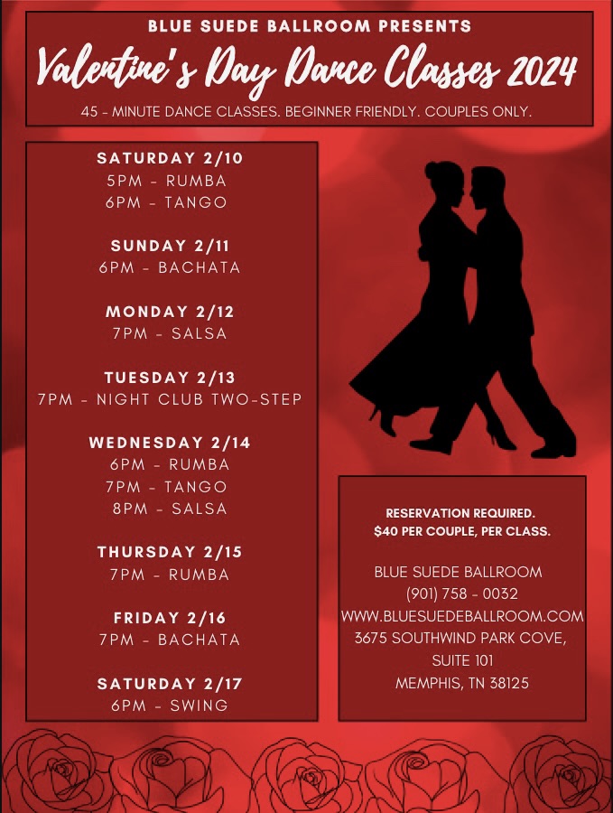 Valentine's Day Dance Classes in Memphis, Germantown, Cordova and Collierville, TN.