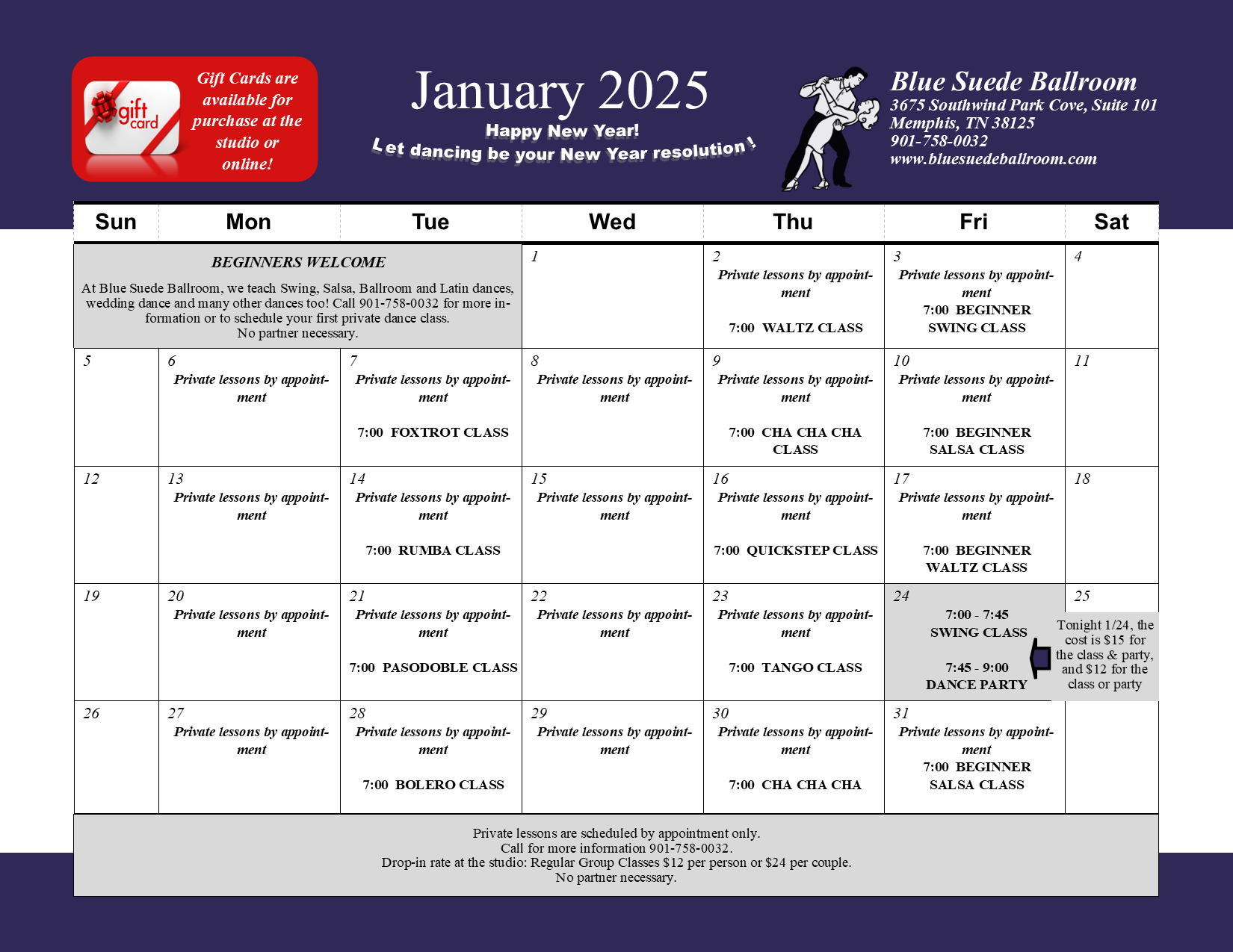 Ballroom dance lessons, wedding dance lessons and classes in Memphis, Germantown, Cordova and Collierville, TN.