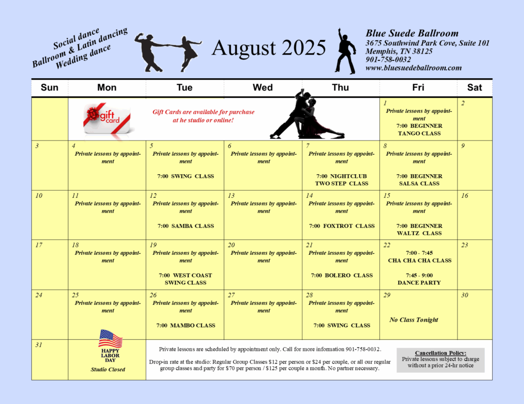 Ballroom dance classes and wedding dance lessons in Germantown, Collierville, Memphis and Cordova, TN.